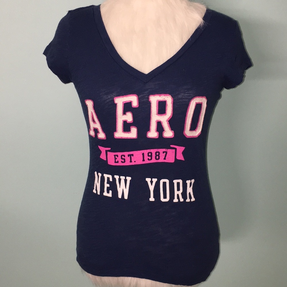 Navy blue V-neck shirt
